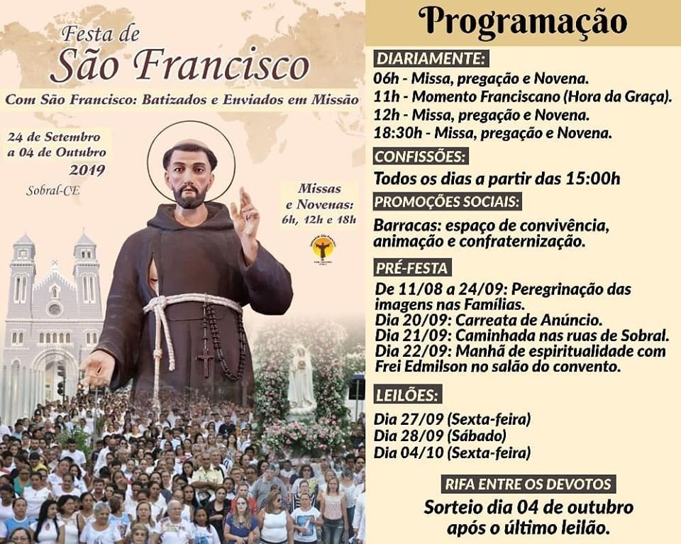 Programação da festa São Francisco